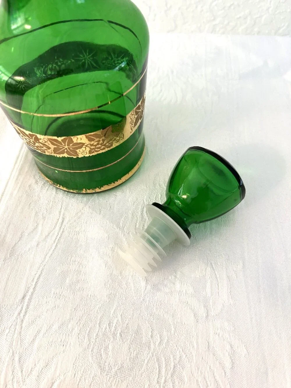 Mid-Century Italian Emerald Green Glass Decanter